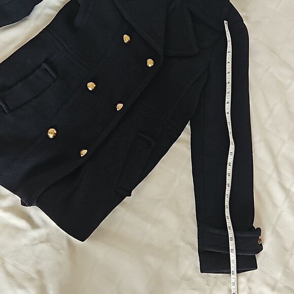 Banana Republic Women's Double Breasted Wool Coat Navy Blue Size 4 - Picture 11 of 16